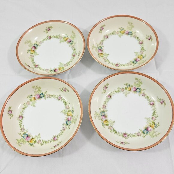 Meito Japan Fine China Hand Painted Floral Accent Fruit Dessert Bowls – Set of 4 - Picture 10 of 16